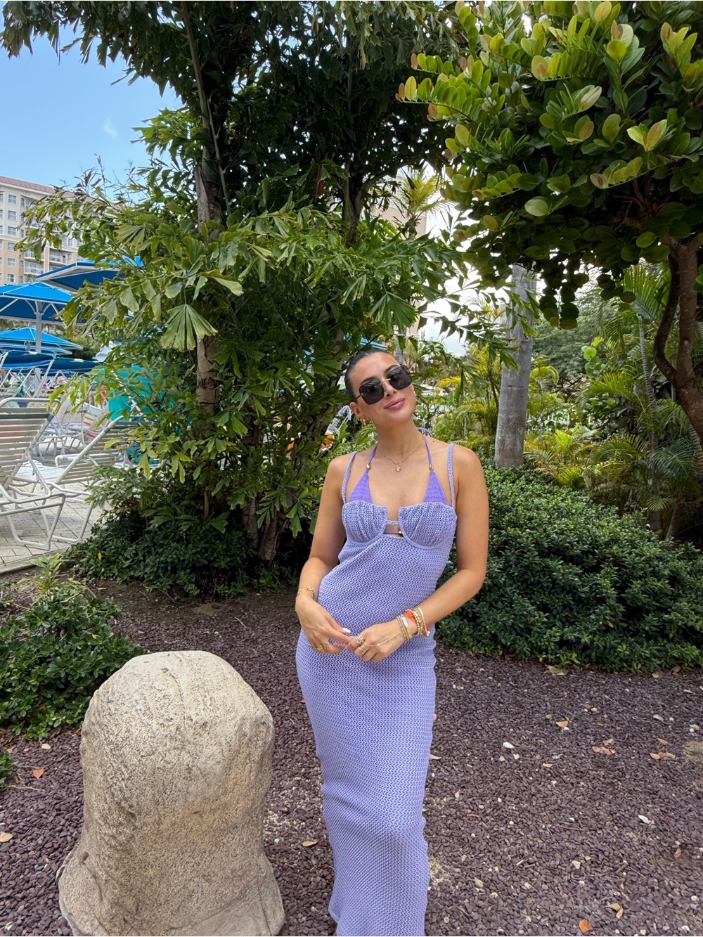 Montce Lilac Knit Halter Maxi Dress - Picture 4 of 5
